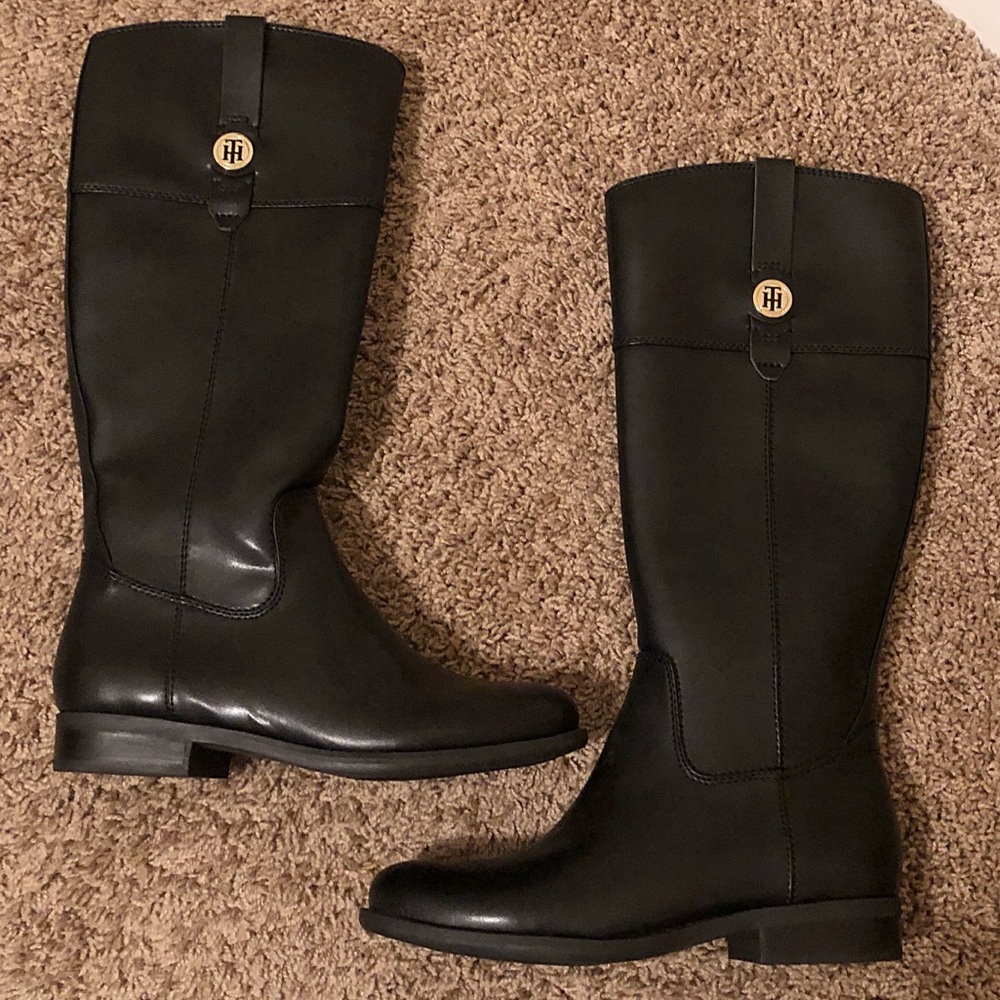 Tommy Hilfiger Shano Black Riding Boots Size 9 M